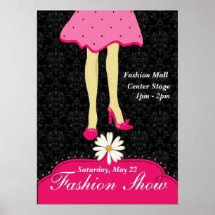Mode Show Poster  schoenen en drukkroze