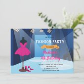 Mode show verjaardaguitnodiging kaart (Staand voorkant)