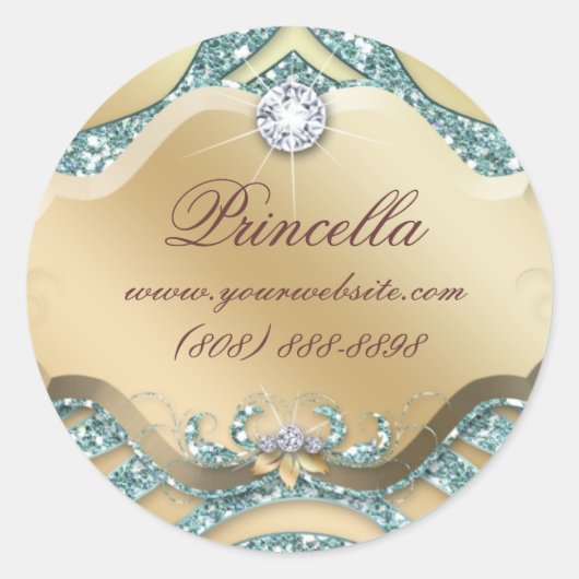 Mode Sticker Zebra Bijoux Sparkel Or Turquoise (Devant)