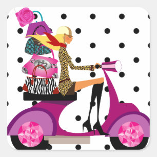 Mode Stickers scooter vrouw portemonnees Stippen