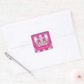 Mode Strepen Sticker Sieraden Roze Kroon Zilver (Envelop)