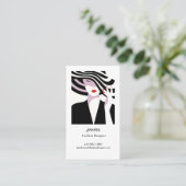 Mode stylist dame met gestript Pet Visitekaartje (Staand voorkant)