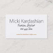 Mode Stylist, Wardrobe Consultant - "Damask" Visitekaartje (Achterkant)