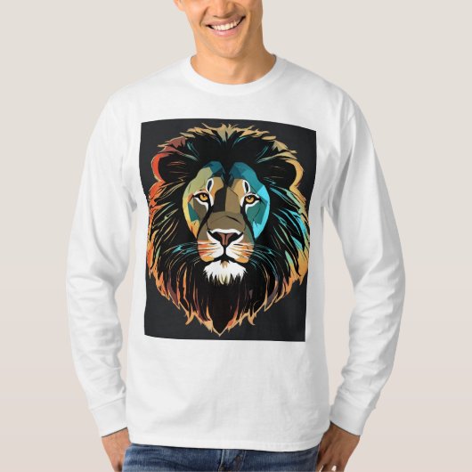 Mode t-shirt lion géométrique avec mosaïque (Devant)