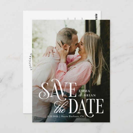 Mode Temps Mariage Enregistrer La Date Carte Posta (Devant / Derrière)