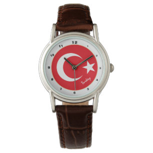 Mode Turkse vlag en Turkije trendy/design watch Horloge