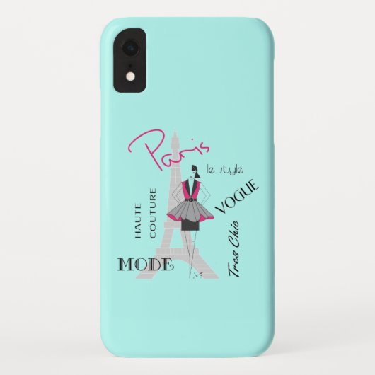 Mode Turquoise van de Eiffeltoren Case-Mate iPhone Case (Achterkant)