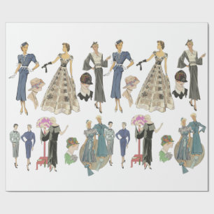 mode van 1920-1930-meisjes met vuursteentje cadeaupapier