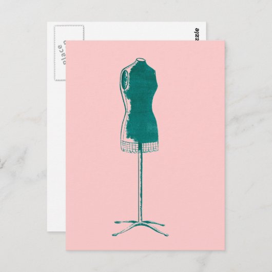 mode van 1960 Retro quirky jurk Briefkaart (Voorkant / Achterkant)