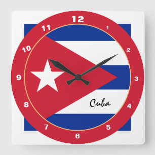 Mode van Cubaanse vlag en Cubaanse trendy/ontwerpk Vierkante Klok
