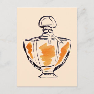 Mode van parfumflesjes, afbeelding van waterverf briefkaart