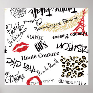 Mode van Parijs: glamourpatroon. Poster