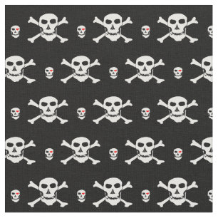 Mode van schedel en hart - Piraten / Halloween Stof