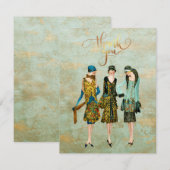 Mode van Vintage 1930 Illustratie Bedankkaart (Voorkant / Achterkant)