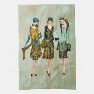 Mode van Vintage 1930 Illustratie Theedoek