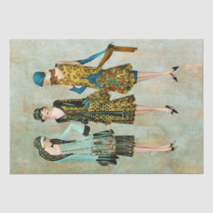 Mode van Vintage 1930 Illustratie Tissuepapier