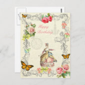  mode verjaardag briefkaart met rozen (Voorkant / Achterkant)