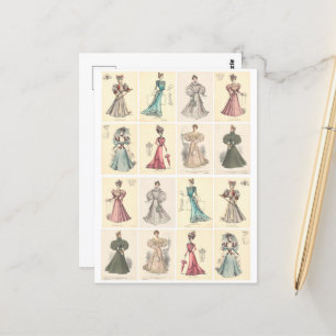  Mode Victoriaans vrouwen in Fancy dress  Briefkaart