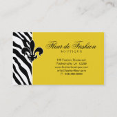 Mode Visitekaartje Fleur de lis zebra geel (Achterkant)