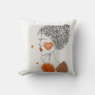 Mode Vrouw: Grafische zwarte lijnen Kussen