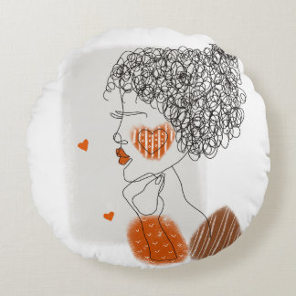 Mode Vrouw: Grafische zwarte lijnen Rond Kussen