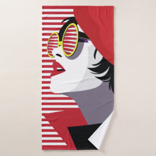 Mode vrouw in stijl pop kunst. badhanddoek