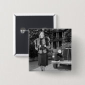 mode vrouwen in de jaren dertig vierkante button 5,1 cm (Voorkant /achterkant)