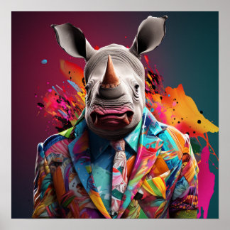 Mode witte neushoorn poster