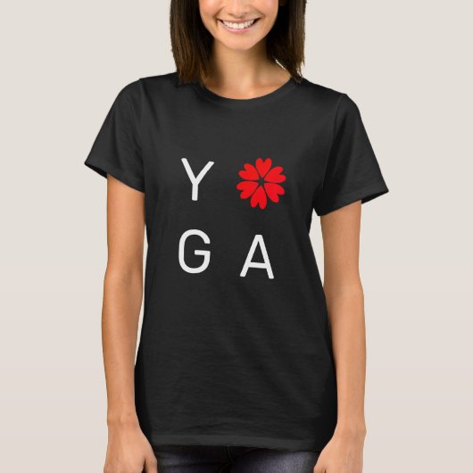 Mode Yoga Heart Flower T-shirt (Voorkant)