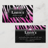 Mode Zebra juwelen Modern Roze Visitekaartje (Voorkant / Achterkant)