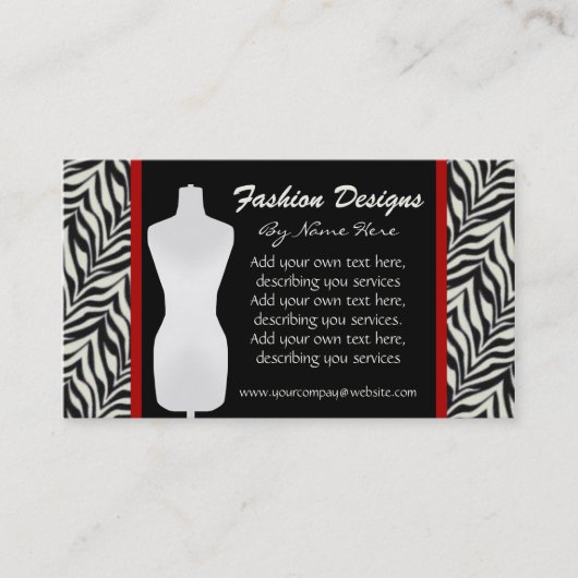 Mode Zebra Print Visitekaartje (Voorkant)