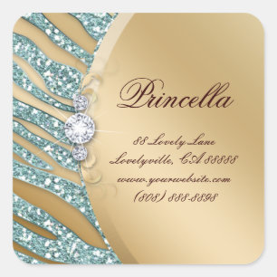 Mode Zebra Sticker Sieraden Sparkle Roze Goud SQ