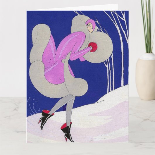 Modebewuste dame in de winter kaart (Voorkant)