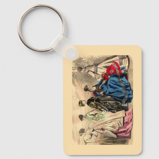 Modebewuste victoriaanse dames sleutelhanger (Voorkant)