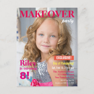 Modeblad Makeover Meiden Verjaardagsfeestje Kaart