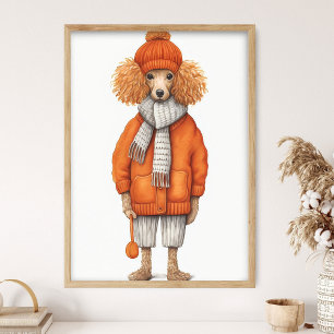 Modehond Poedel Print, Grappige Hond Decoratie, Or Poster
