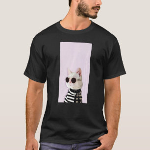 Modekat Schattige Koele Kitty Kitten Roze Zwart T-shirt