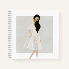 Modekoningin in een Witte Jurk Mode-illustratie Notitieboek