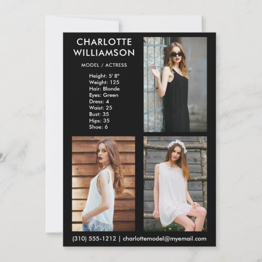 Model Actor 3 Foto Comp Kaart 5x7 B (Voorkant)