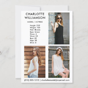 Model Actor 3 Foto Comp Kaart 5x7 W