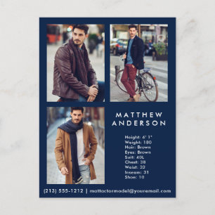 Model Actor 3 Foto Comp Kaart Blue - Briefkaart