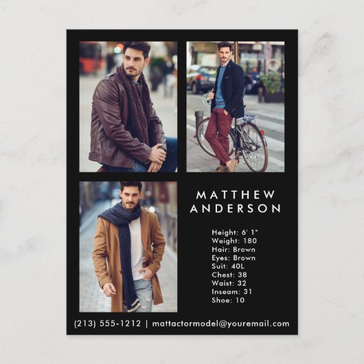 Model Actor 3 Fotocomp Kaart zwart — Briefkaart (Voorkant)