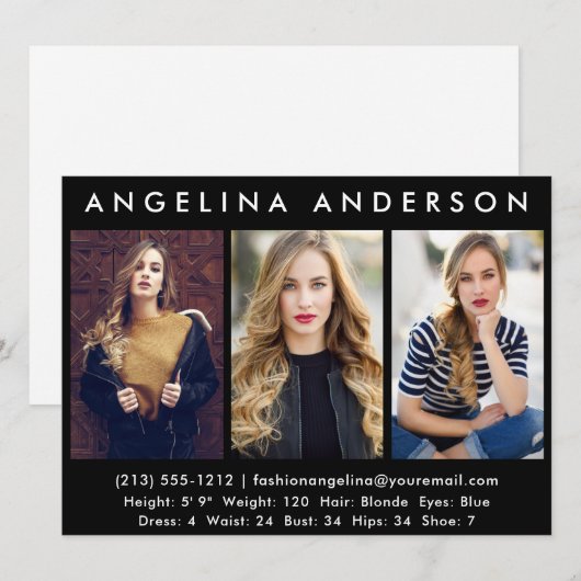 Model Actor 3 Fotocomp Kaart - Zwart vooraan (Voorkant / Achterkant)