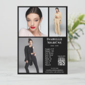 Model Actor 3 Photo Comp Kaart Sjabloon Zwart QR (Staand voorkant)