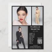 Model Actor 3 Photo Comp Kaart Sjabloon Zwart QR (Voorkant)