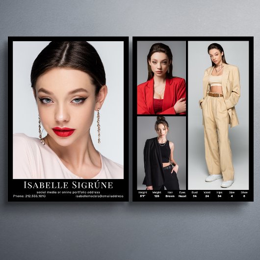 Model Actor 4 Foto 5.5x7.5 Comp Kaart Sjabloon