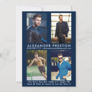 Model Actor 4 Foto Comp Kaart 5x7 Blauw