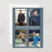 Model Actor 4 Foto Comp Kaart Grijs Blauw Briefkaa (Voorkant / Achterkant)