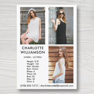 Model Actor 5x7 Comp Kaart 3 Photo White