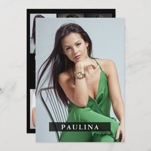 Model Actor 5x7 Comp/Zed Card 7 Foto 2 Sided Kaart (Voorkant / Achterkant)